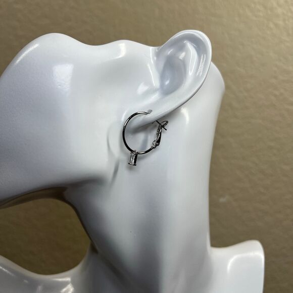 Earrings Silver Huggie Hoop / Crystal Charms Fashion Drop Dangle Earrings Baddie - Picture 9 of 11